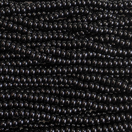 1/0 Opaque Black Czech Glass Seed Beads - 20 Inch Strand (1BW287) - Beads and Babble