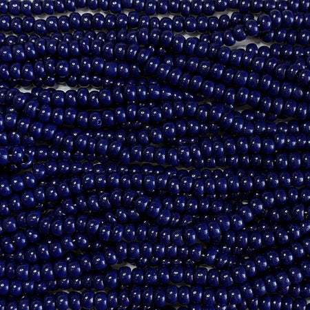 1/0 Opaque Dark Blue Czech Glass Seed Beads - 20 Inch Strand (1BW291) - Beads and Babble