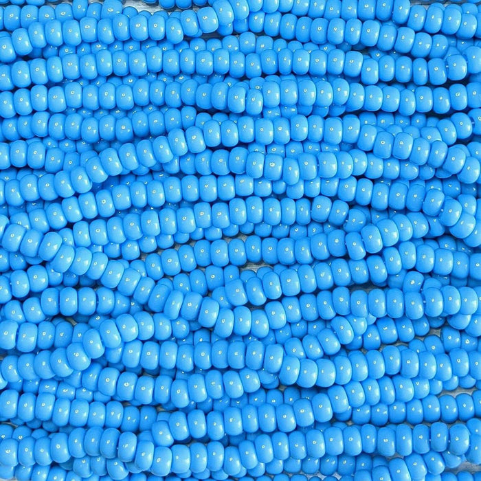 1/0 Opaque Light Blue Turquoise Czech Glass Seed Beads - 20 Inch Strand (1BW294) - Beads and Babble