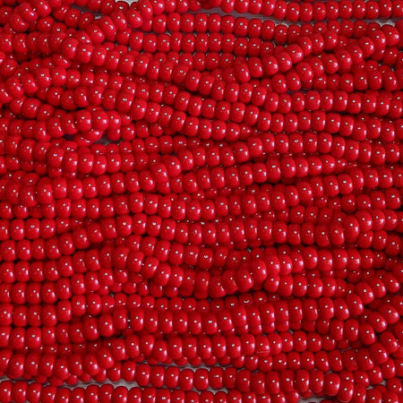 1/0 Opaque Light Red Czech Glass Seed Beads - 20 Inch Strand (1BW300) - Beads and Babble