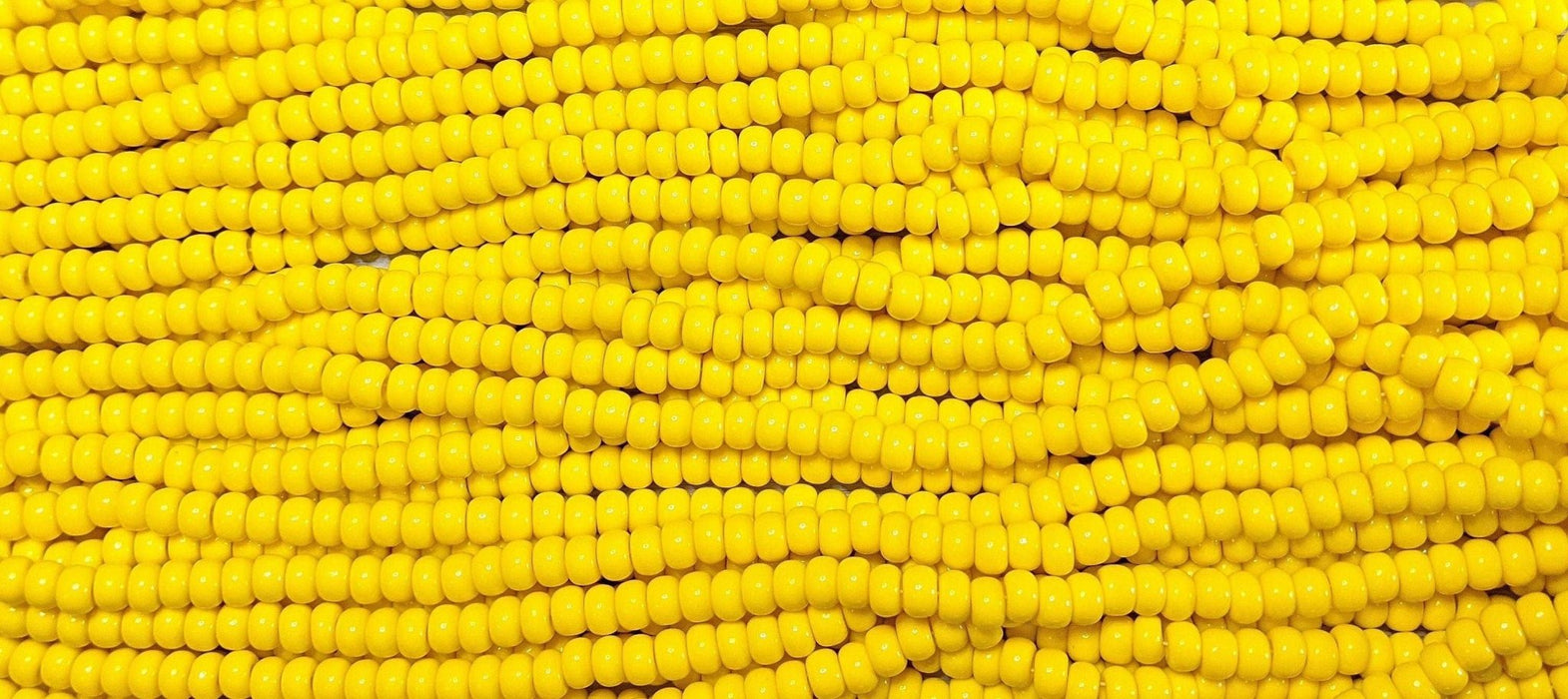 1/0 Opaque Light Yellow Czech Glass Seed Beads - 20 Inch Strand (1BW304) - Beads and Babble