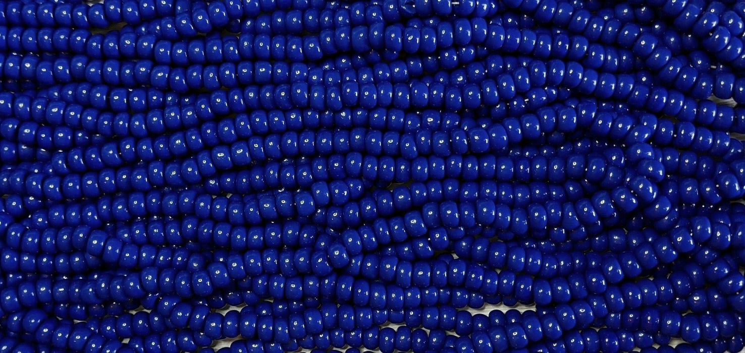 1/0 Opaque Royal Blue Czech Glass Seed Beads - 20 Inch Strand (1BW292) - Beads and BabbleBeads