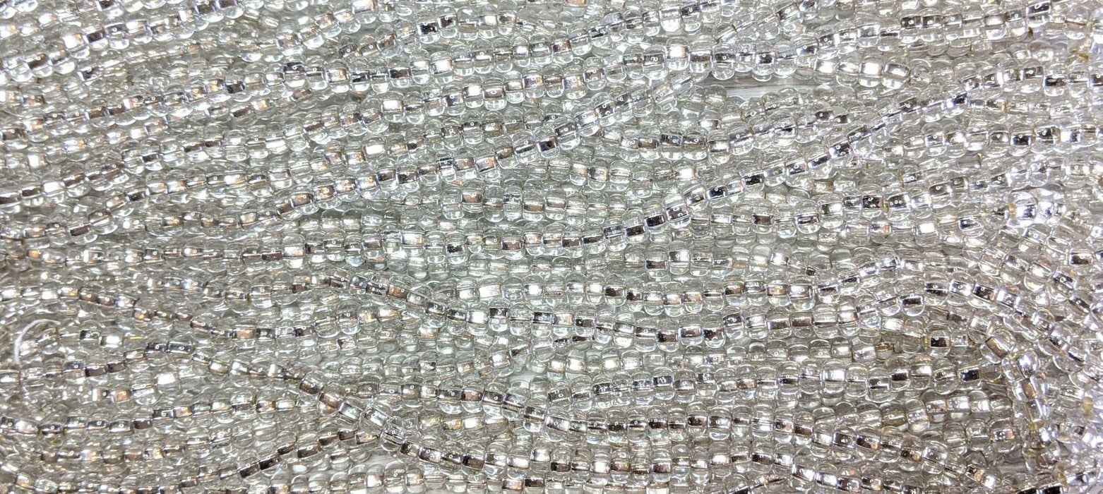 1/0 Transparent Crystal Silver-lined Czech Glass Seed Beads - 20 Inch Strand (1BW288) - Beads and Babble