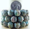 10mm Faceted Opaque Blue Turquoise Picasso Vintage Cut Czech Glass Beads - Qty 15 (MISC36) - Beads and Babble