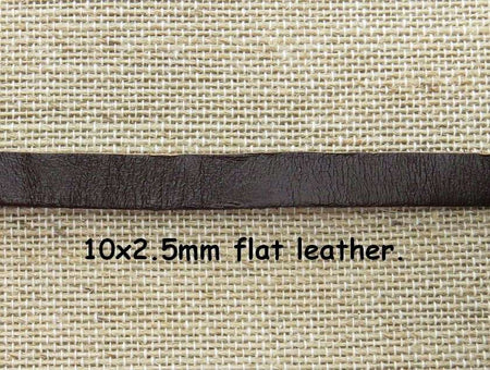 10mm Lightly Distressed Soft Pliable Dark Brown Flat Leather - Sold by the Foot - (10FLC03) - Beads and Babble
