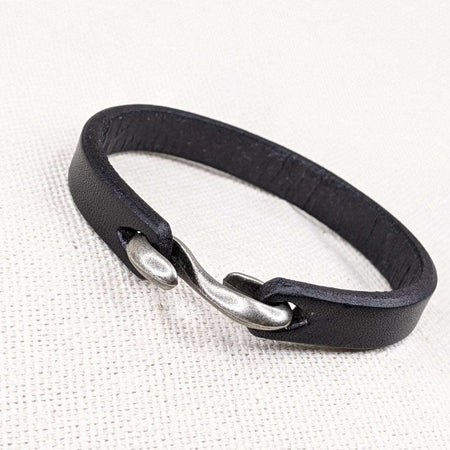 10mm Soft Pliable Black Flat Leather Cuff Bracelet with attached Clasp - Qty 1 (LC02) - Beads and Babble