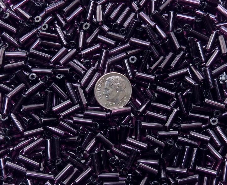 10x4mm Transparent Purple Czech Glass Tube Beads 20 Grams (BU33) - Beads and Babble