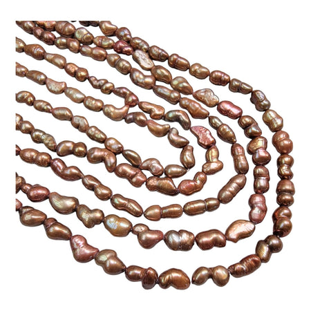 10x7mm Bronze Cultured Freshwater Baroque Pearls - 16 Inch Strand (PRL27) - Beads and BabbleBeads