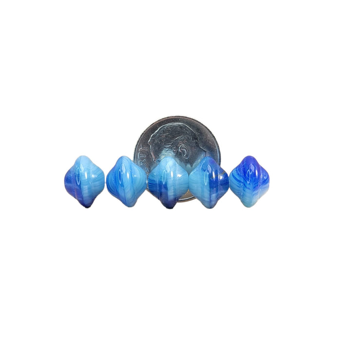 10x8mm 2 Tone Opaque Dark & Light Blue Czech Glass Saturn Beads - Qty 20 (MISC133) - Beads and BabbleBeads