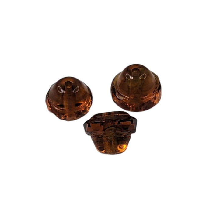 10x8mm Faceted Transparent Dark Topaz Czech Firepolished Glass Acorn Beads - Qty 10 (FP77) - Beads and BabbleBeads