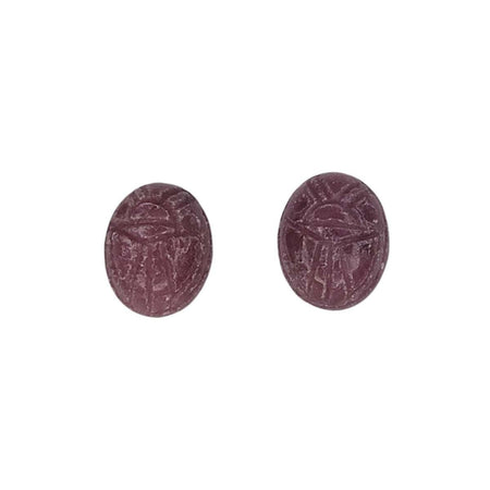 10x8mm Rhodonite Carved Scarab Gemstone Cabochons - Qty 2 (CAB07) - Beads and Babble