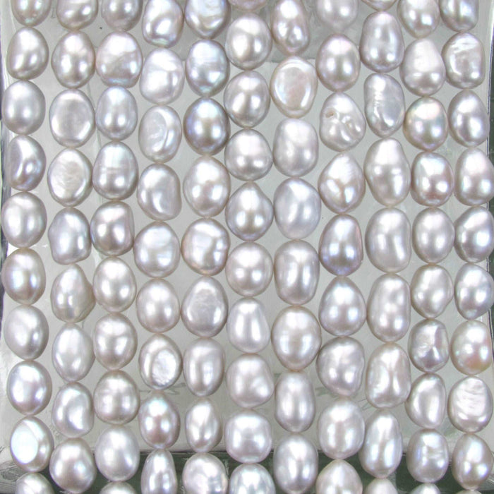 10x8mm Silvery Gray Cultured Freshwater Baroque Pearl Beads - 16 Inch Strand (PRL01) - Beads and Babble