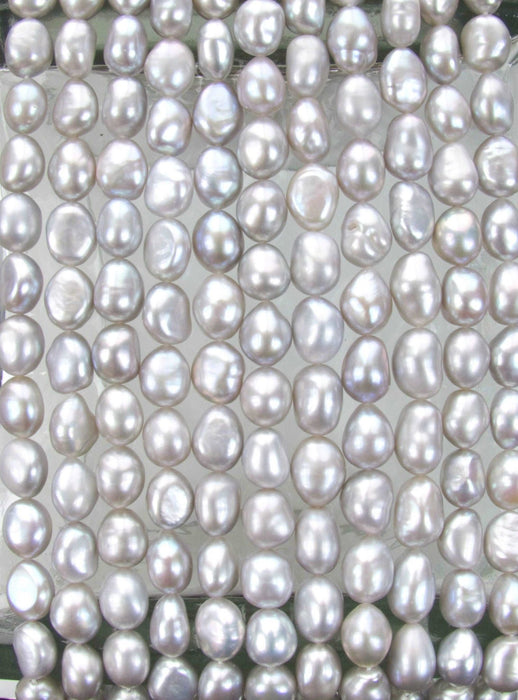 10x8mm Silvery Gray Cultured Freshwater Baroque Pearl Beads - 16 Inch Strand (PRL01) - Beads and Babble