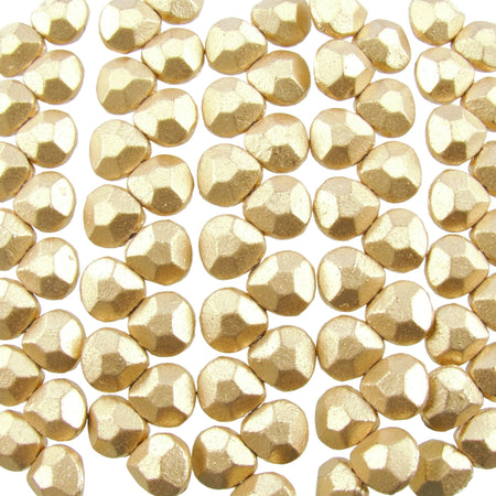 10x9mm Faceted Brushed Gold Czech Glass Briolette Drop Beads - Qty 15 (DRP56) - Beads and BabbleBeads