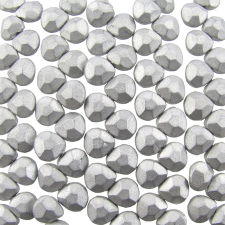 10x9mm Faceted Brushed Silver Czech Glass Briolette Drop Beads - Qty 15 (DRP57) - Beads and BabbleBeads