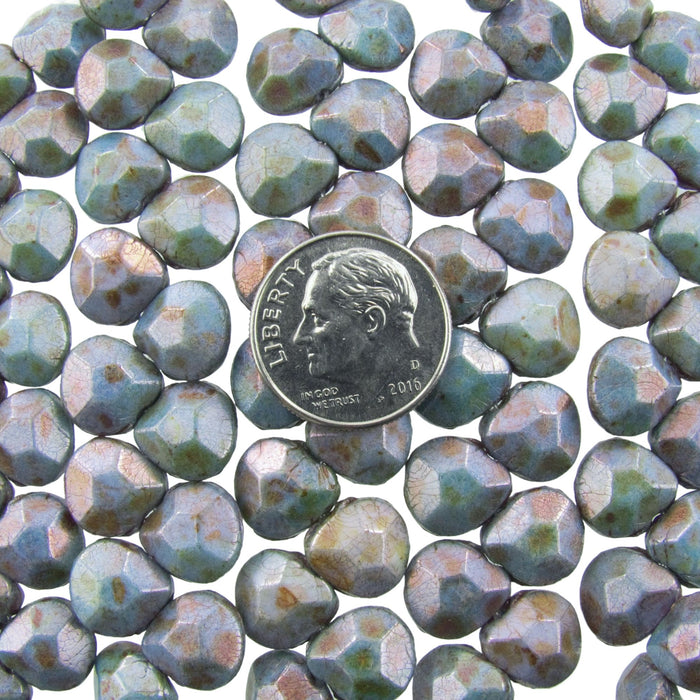 10x9mm Faceted Opaque Blue Lazure Luster Czech Glass Briolette Drop Beads - Qty 15 (DRP52) - Beads and BabbleBeads
