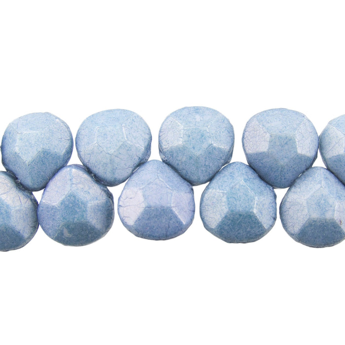 10x9mm Faceted Opaque Blue Skies Luminous Czech Glass Briolette Drop Beads - Qty 15 (DRP50) - Beads and BabbleBeads