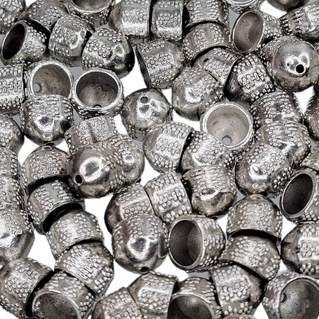 12x10mm Antique Silver Alloy Metal Beads, Tassel Caps, Bead Caps or Cones Jewelry Components - Qty 4 (MB430) - Beads and Babble