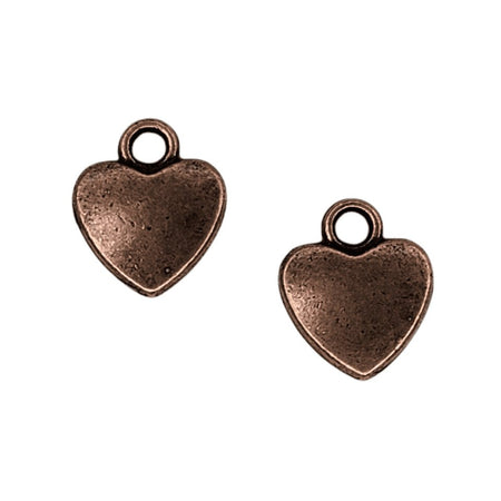 12x10x2.5mm Antique Copper Alloy Metal Heart Charm - Qty 10 (MB469) - Beads and Babble
