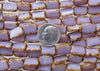 12x8mm Opaque Light Purple Picasso Edged Table Cut Czech Glass Rectangle Beads - Qty 20 (MISC11) - Beads and Babble
