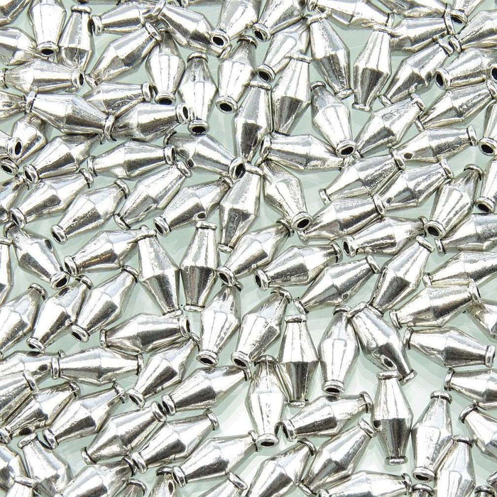 13x6mm Antique Silver Finish Alloy Metal Bicone Beads - Qty 10 (MB217) - Beads and Babble