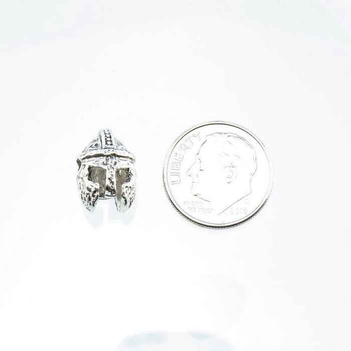 14x9mm Antique Silver Finish Alloy Metal 3D Knight Helmet Beads - Qty 4 (MB10) - Beads and Babble