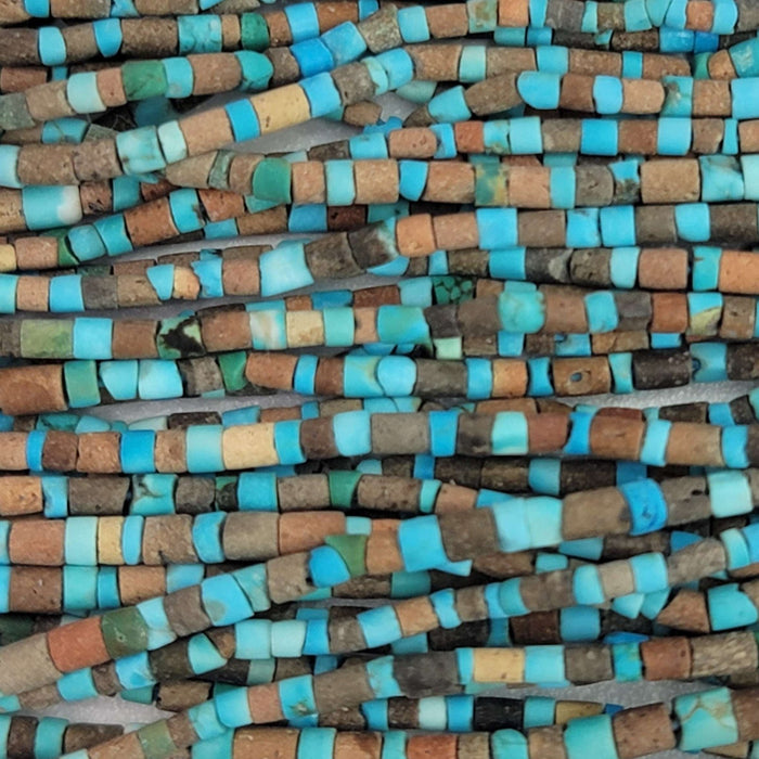 1.5mm Hand-Cut Multicolor Natural Turquoise Heishi Beads - 15 Inch Strand (GEM61) - Beads and Babble