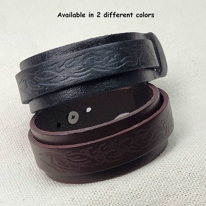 15mm to 26mm Soft Pliable Black Flat Leather Adjustable Length Cuff Bracelet - Qty 1 (LC10) - Beads and Babble