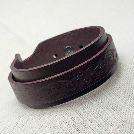 15mm to 26mm Soft Pliable Brown Flat Leather Adjustable Length Cuff Bracelet - Qty 1 (LC11) - Beads and Babble