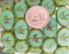 16x12mm Opaque Green Picasso Edged Table Cut Czech Glass Swallow Beads - Qty 6 (BS221) - Beads and Babble