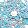 16x5mm 3 Tone Opaque Light Blue, Turquoise Pink Czech Glass Dagger Beads - Qty 50 (SFDRP17) - Beads and BabbleBeads
