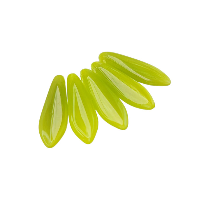 16x5mm Lime Twist Glass Dagger Beads - Qty 50 (SFDRP02) - Beads and BabbleBeads