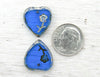17x16mm Transparent Sapphire Picasso Edged Table Cut Czech Glass Heart Pendant/Focal Beads - Qty 2 (ES58) - Beads and Babble