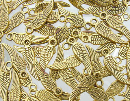 18x5x1mm Antique Gold Alloy Metal Wing Charm/pendant - Qty 10 (MB295) - Beads and Babble
