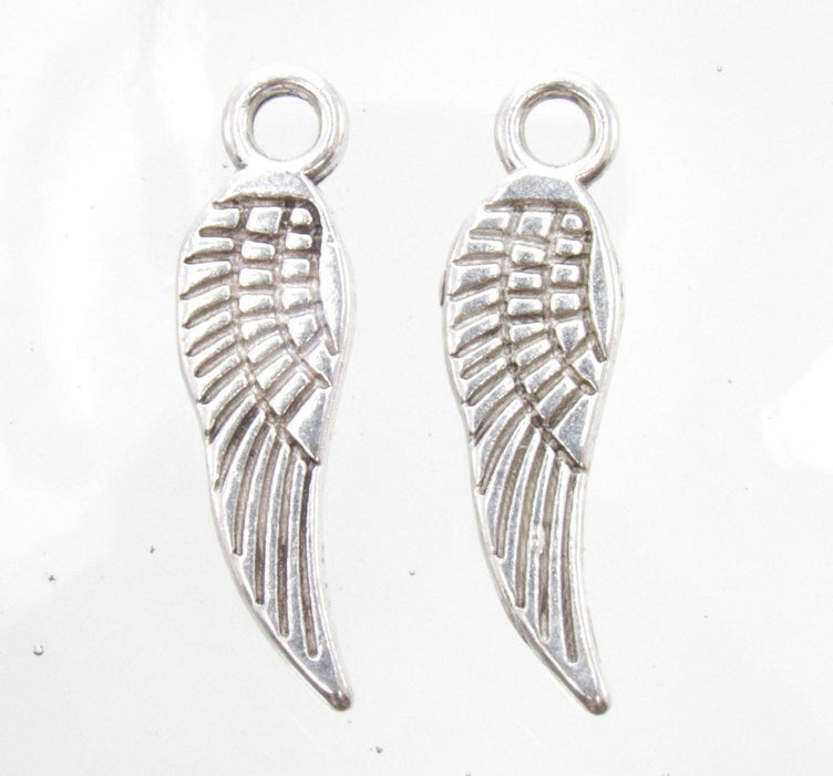 18x5x1mm Antique Silver Alloy Metal Wing Charm/pendant - Qty 10 (MB294) - Beads and Babble