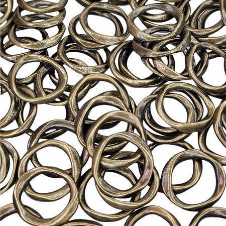 19x18x2.5mm Antique Brass Alloy Metal Organically Formed Ring Link/Connector Component - Qty 4 (MB424) - Beads and Babble