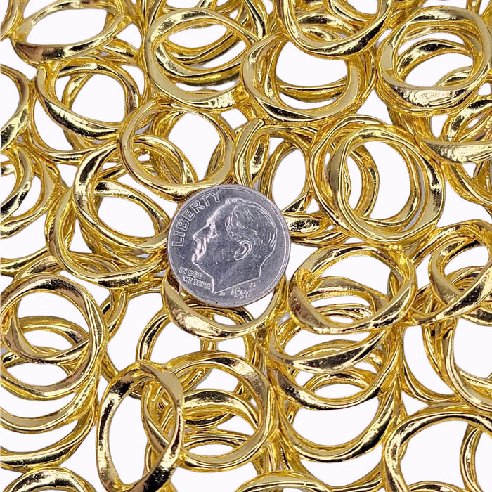 19x18x2.5mm Gold Alloy Metal Organically Formed Ring Link/Connector Component - Qty 4 (MB422) - Beads and Babble
