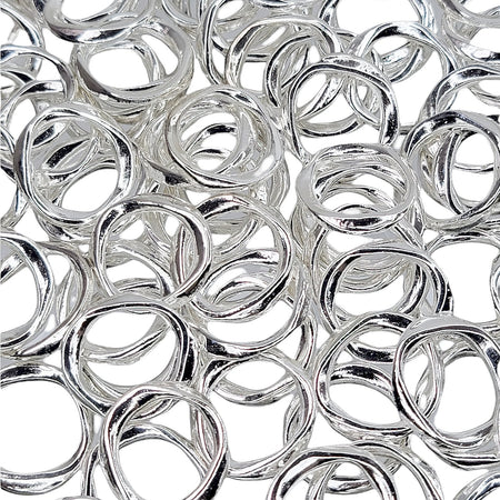 19x18x2.5mm Silver Alloy Metal Organically Formed Ring Link/Connector Component - Qty 4 (MB421) - Beads and Babble
