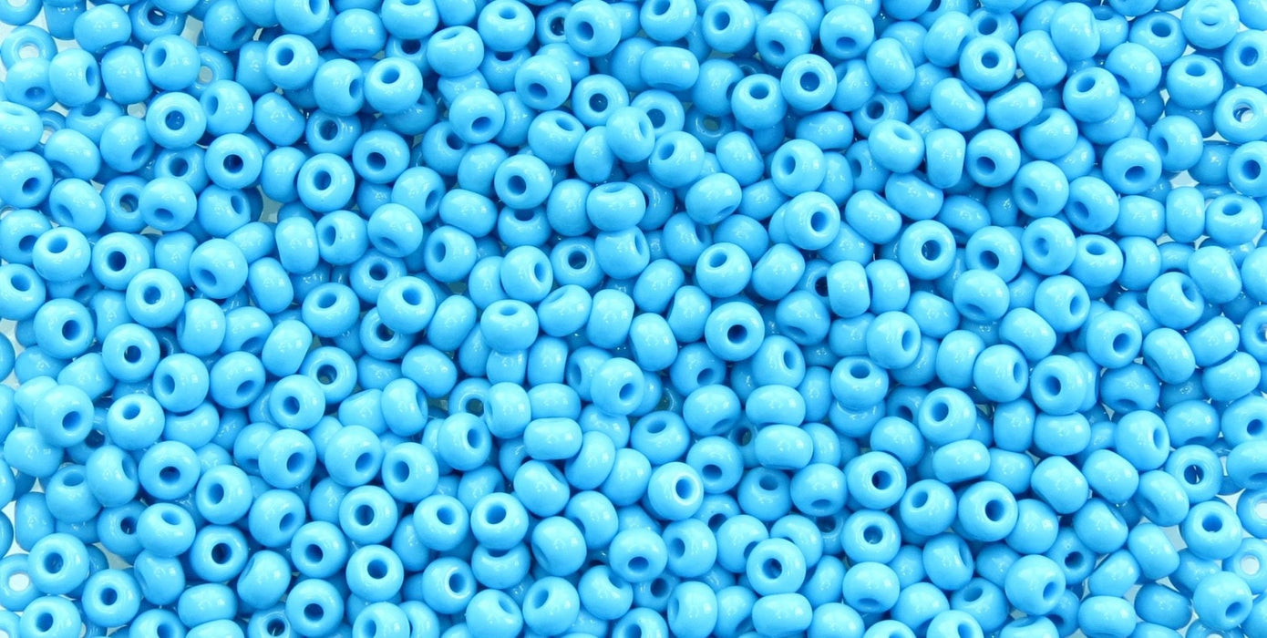 2/0 Opaque Blue Turquoise Czech Glass Seed Beads 20 Grams (2CS132) - Beads and Babble