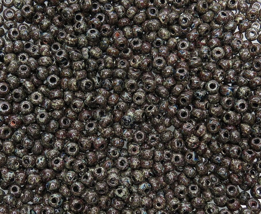 2/0 Opaque Dark Chocolate Picasso Czech Glass Seed Beads 20 Grams (2CS117) - Beads and Babble