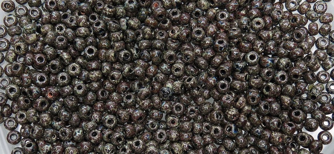 2/0 Opaque Dark Chocolate Picasso Czech Glass Seed Beads 20 Grams (2CS117) - Beads and Babble