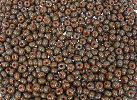 2/0 Opaque Orange Base with Heavy Picasso Czech Glass Seed Beads 20 Grams (2CS111) - Beads and Babble
