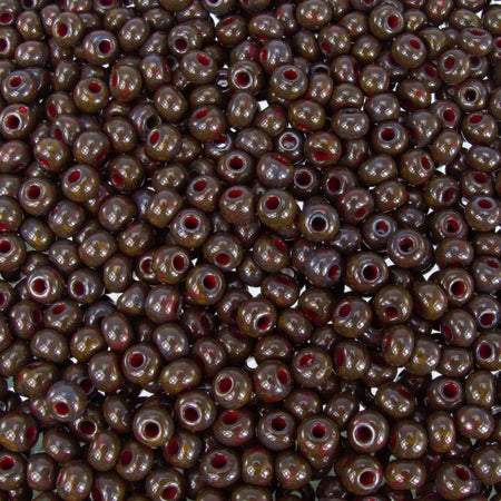2/0 Opaque Red Heavy Picasso Czech Glass Seed Beads 20 Grams (2CS106) - Beads and Babble