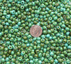 2/0 Opaque Turquoise Picasso Czech Glass Seed Beads 20 Grams (2CS124) - Beads and Babble