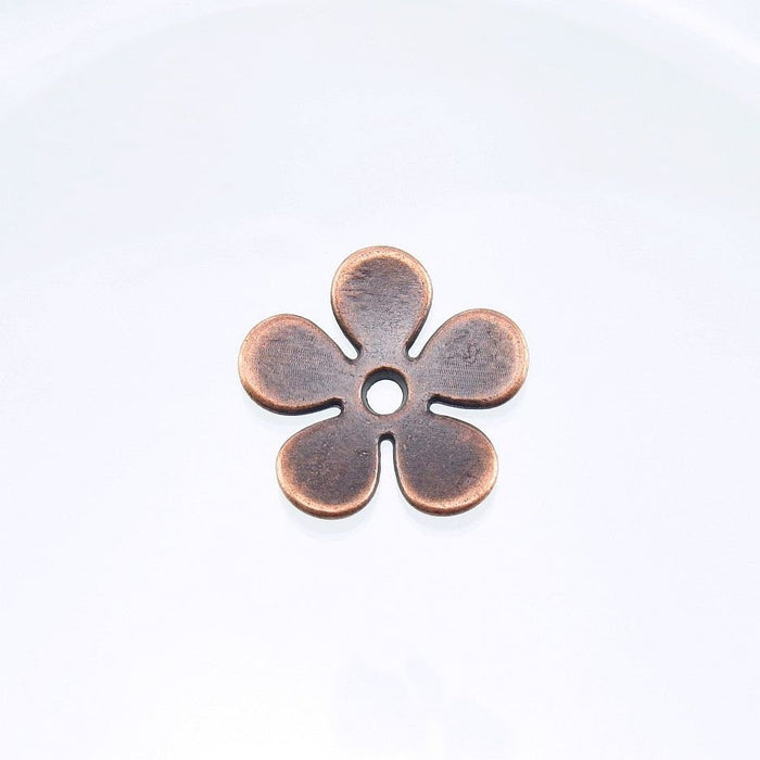 21mm Antique Copper Finish Alloy Metal Flower Beads, Button Closures, Bead Caps Jewelry Component - Qty 6 (MB184) - Beads and Babble