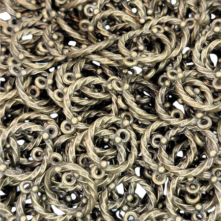 22x16x4mm Antique Brass Alloy Metal Twisted Circle Link/Connector Component - Qty 10 (MB397) - Beads and Babble