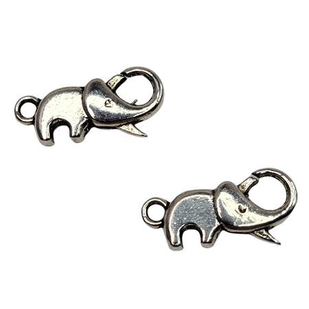 23x11mm Antique Silver Finish on Alloy Metal Elephant Clasp - Qty 2 (MB447) - Beads and Babble
