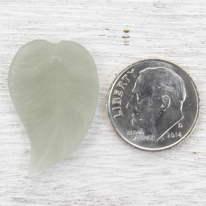 25x16mm Matte Transparent Black Diamond Handmade Czech Textured Glass Leaf Pendant/Focal Beads - Qty 2 (FS87) - Beads and Babble