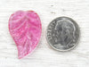 25x16mm Transparent Fuchsia Handmade Czech Textured Glass Leaf Pendant/Focal Beads - Qty 2 (FS81) - Beads and Babble