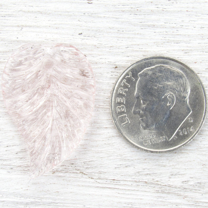 25x16mm Transparent Pink Handmade Czech Textured Glass Leaf Pendant/Focal Beads - Qty 2 (FS85) - Beads and Babble